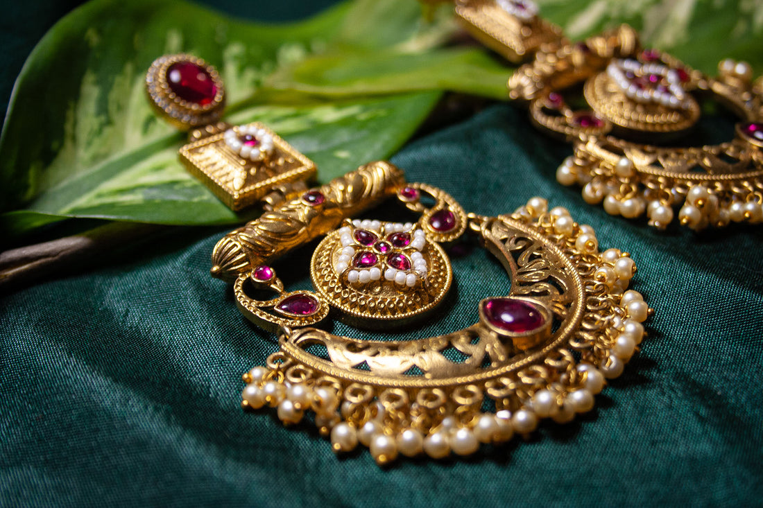 Royal Ruby & Kundan Chandbali Earrings