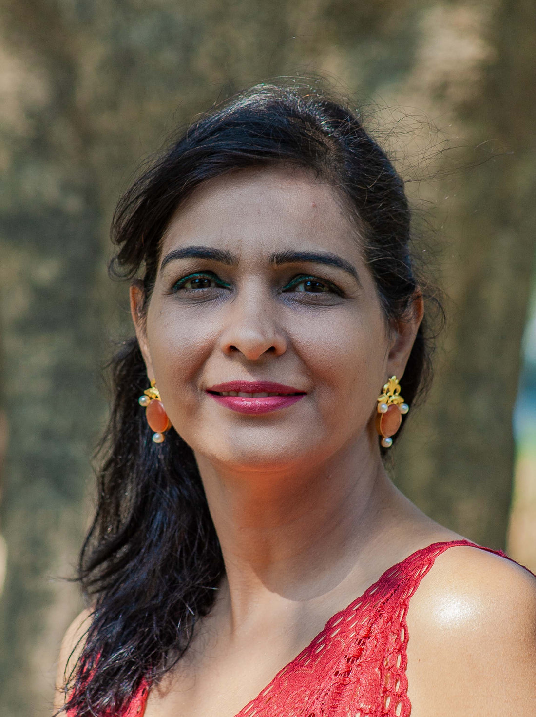 Classic Carnelian & Pearl Stud Earrings