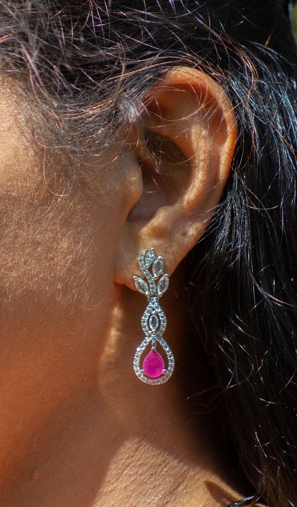 Dazzling Zircon & Ruby Pendant Necklace Set