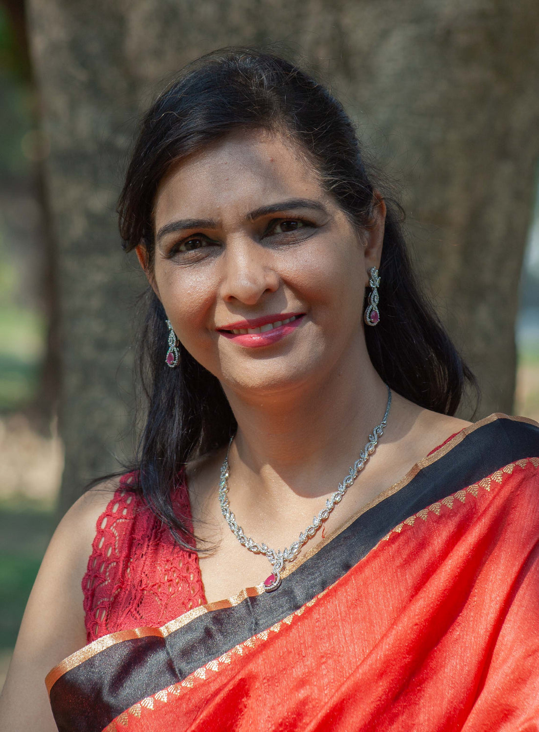 Dazzling Zircon & Ruby Pendant Necklace Set