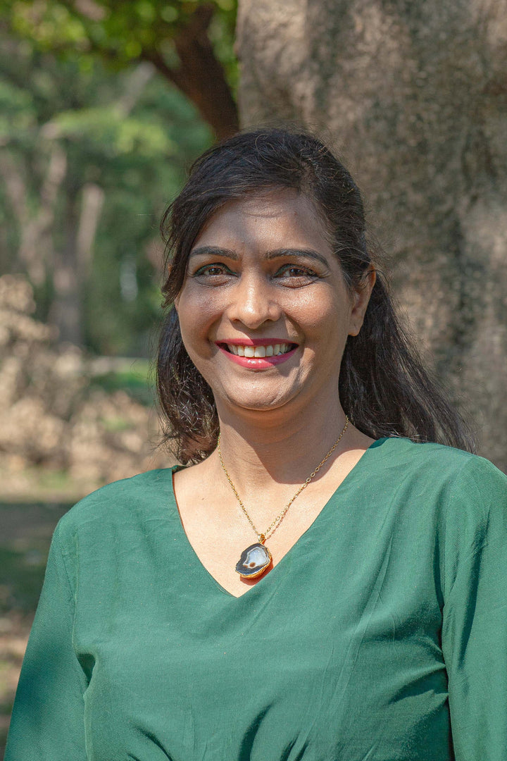 Raw Agate Stone Pendant Necklace